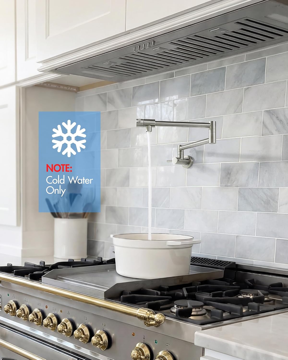 Pot Filler Faucet Brushed Nickel Commercial Wall Mount Stove Faucet 