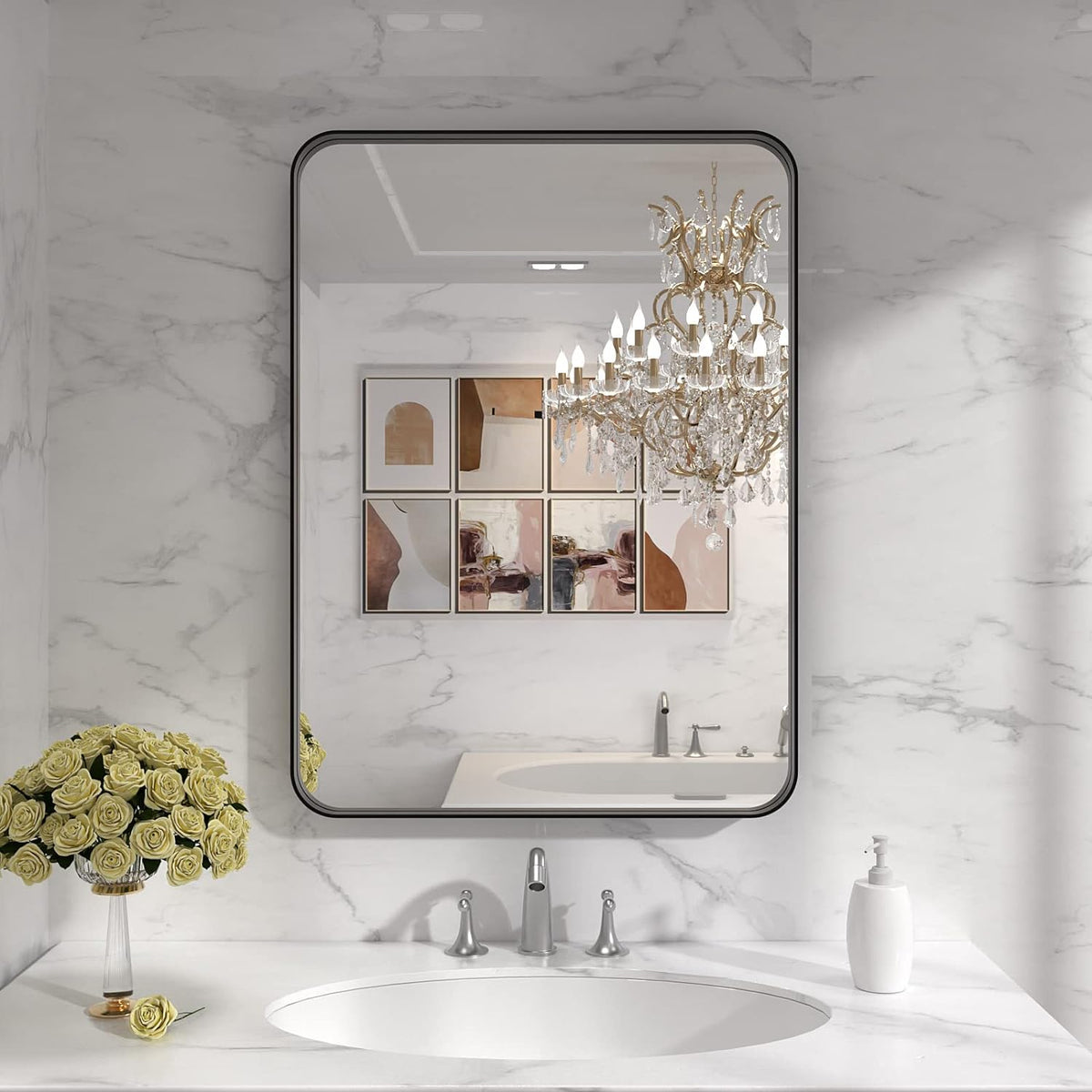 Black Metal Frame Mirror - Size Option - 18"-30" - 18x28